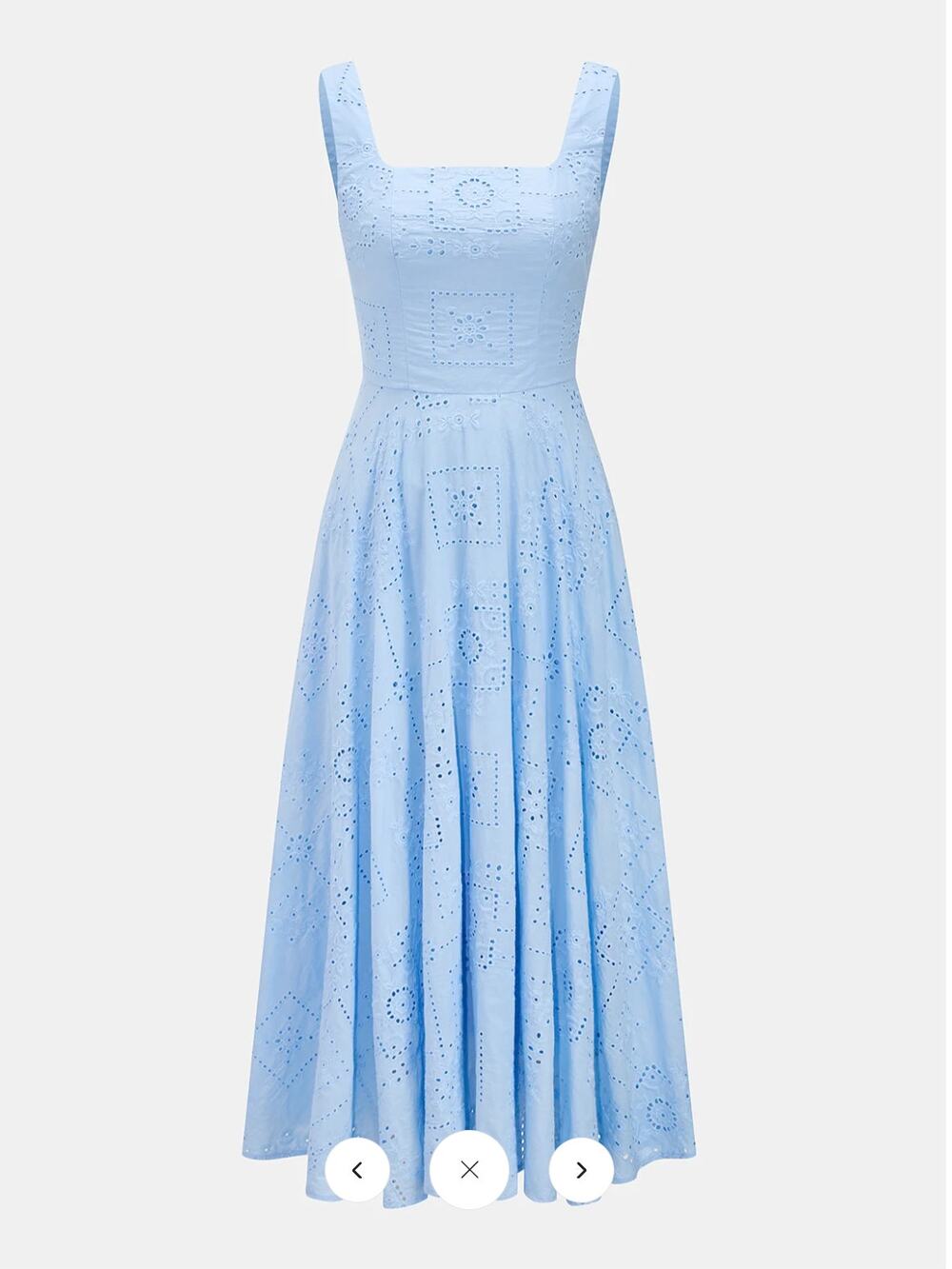 NWT Commense Square Neck Cotton Eyelet Embroidery Maxi Dress Sz XL